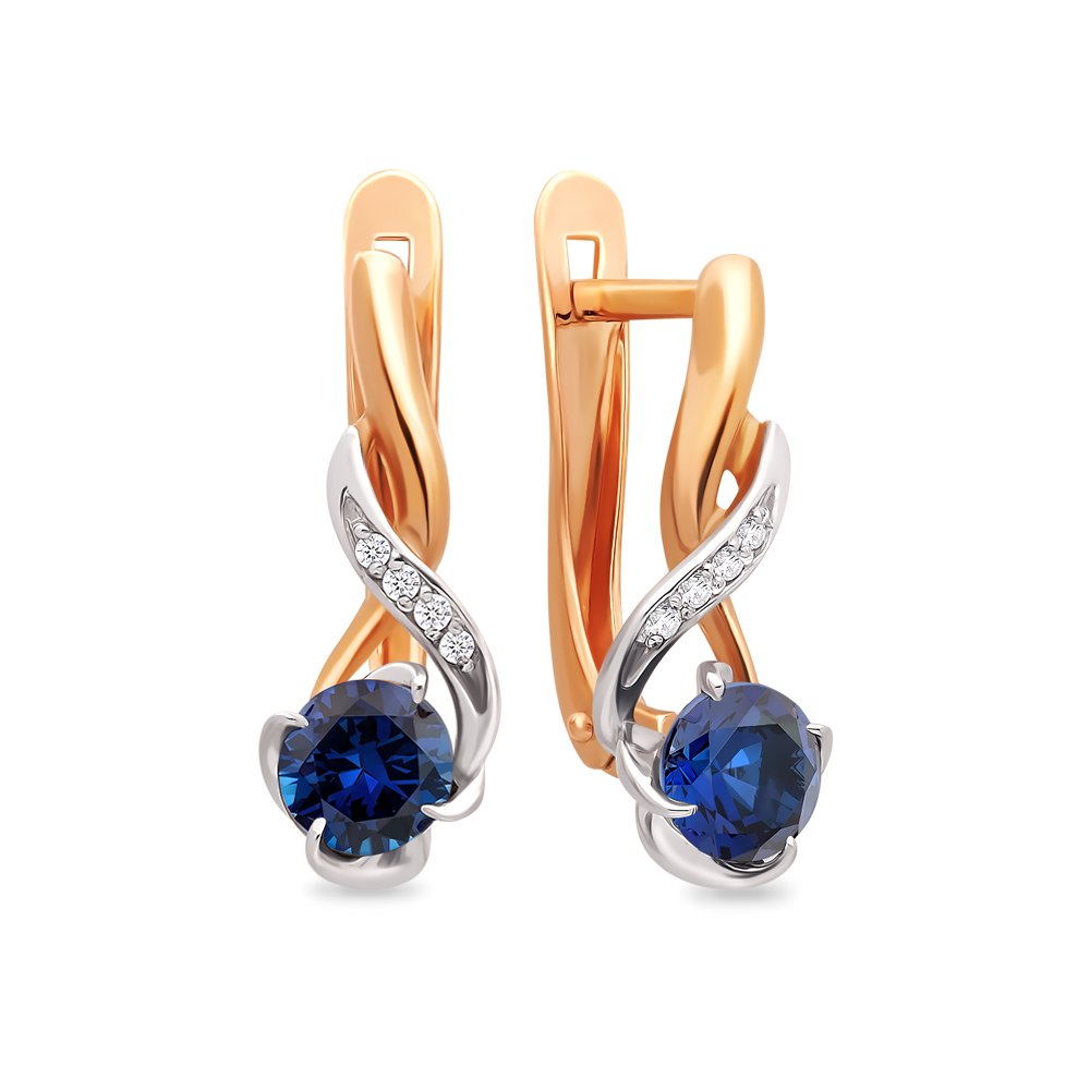 

Серьги из красного золота 585Gold 102005014, сапфир/бриллиант, 102005014