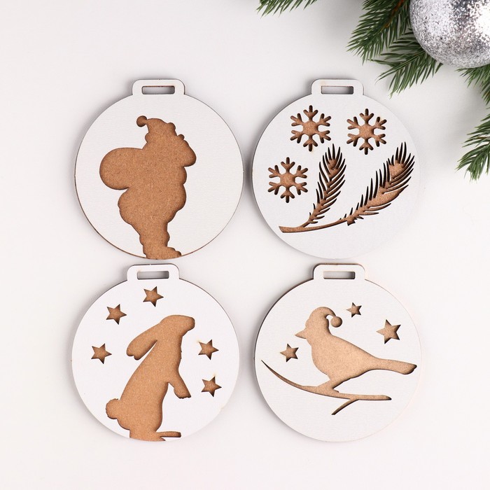 

Набор елочных украшений Крольчата №1, 9х9,5 см, белый, под роспись