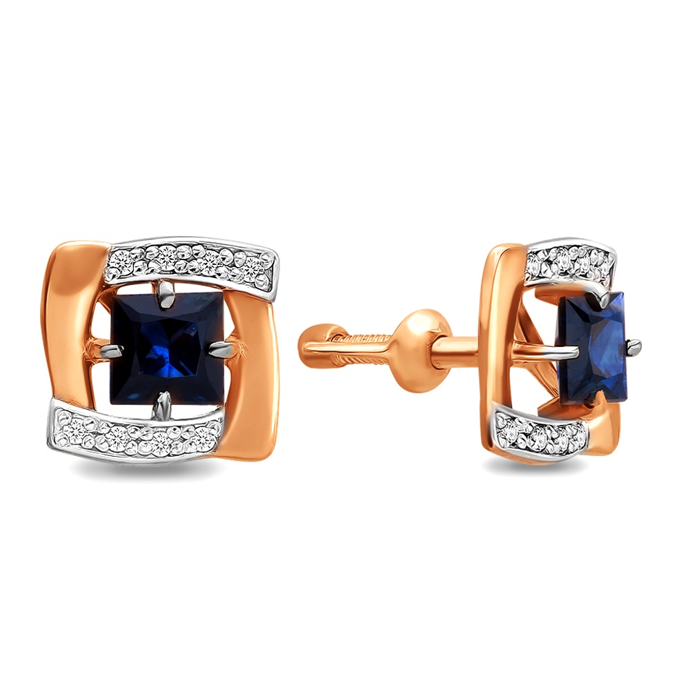 

Серьги пусеты из красного золота 585Gold 102004698, сапфир/бриллиант, 102004698