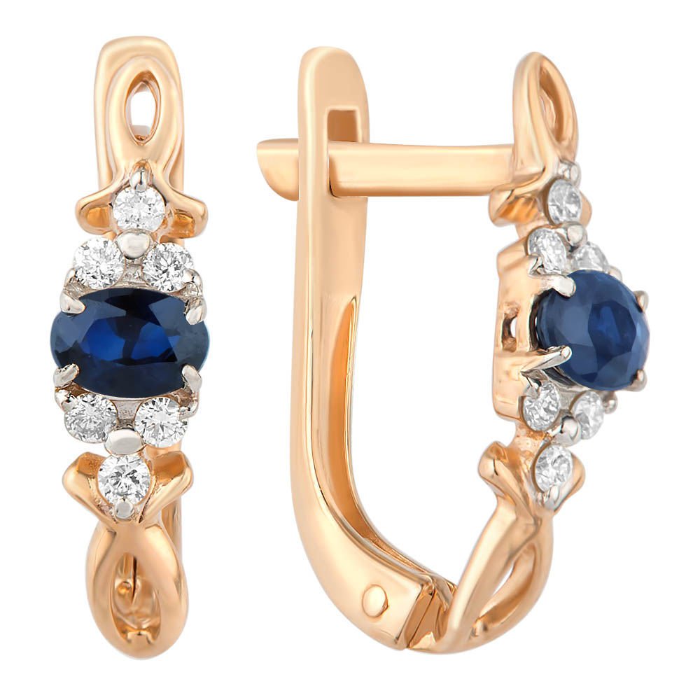

Серьги из красного золота с сапфиром, бриллиантом 585Gold 102004109, 102004109