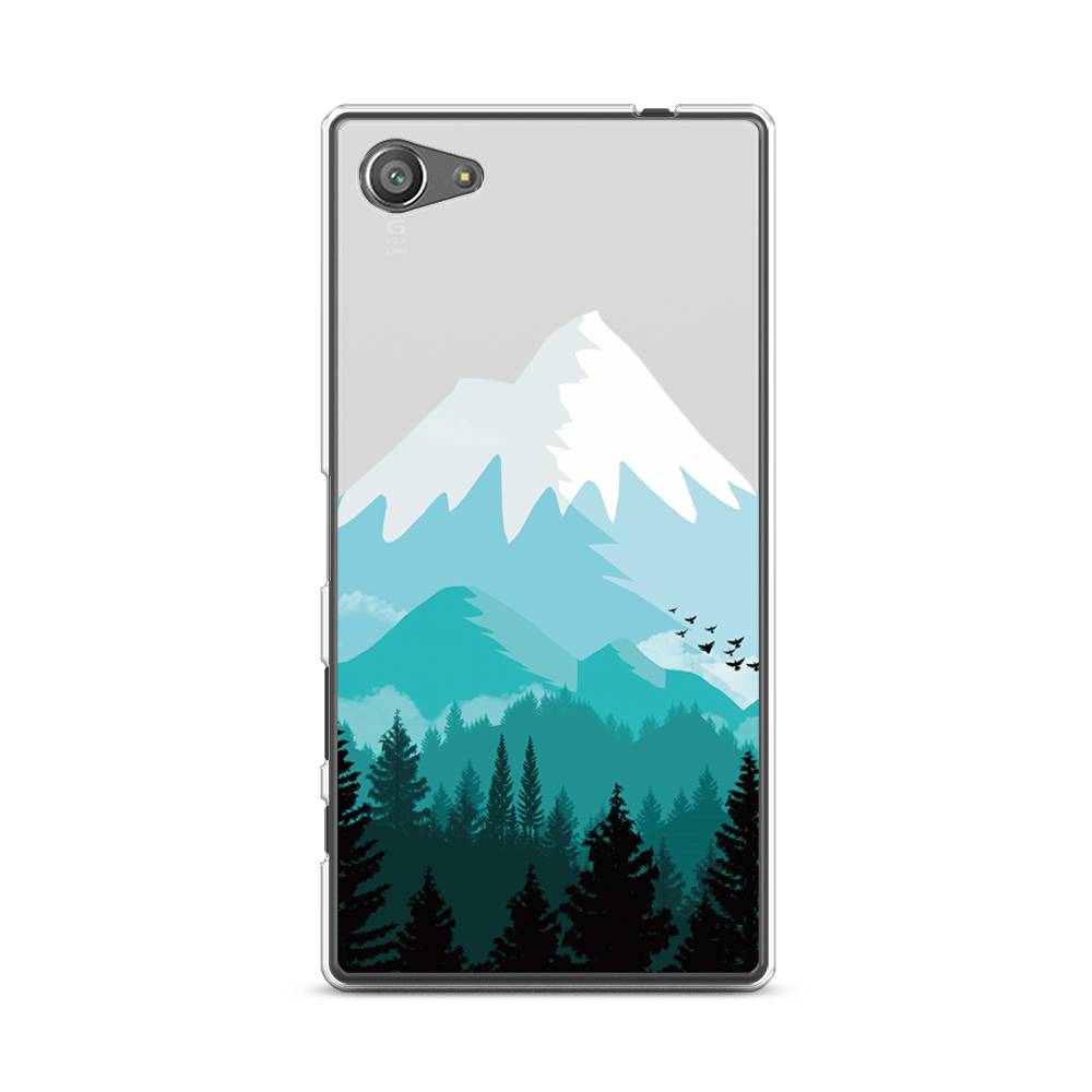 

Чехол на Sony Xperia Z5 compact "Синяя снежная гора", Белый;голубой, 52250-2