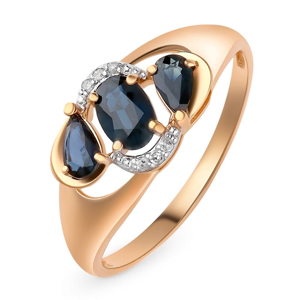 

Кольцо женское из красного золота с сапфиром, бриллиантом 585Gold 101012267, р, 101012267