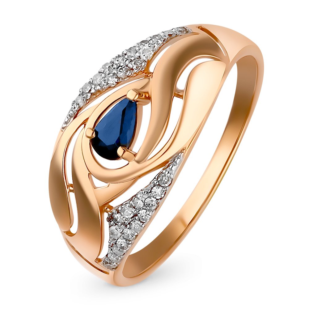 

Кольцо женское из красного золота с сапфиром, бриллиантом 585Gold 101012277, р, 101012277