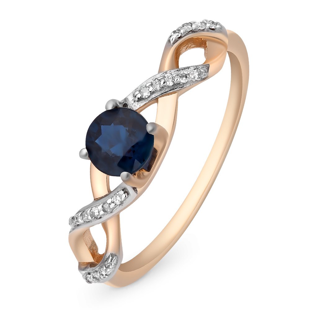 

Кольцо женское из красного золота с сапфиром, бриллиантом 585Gold 101011565, р. 19, 101011565