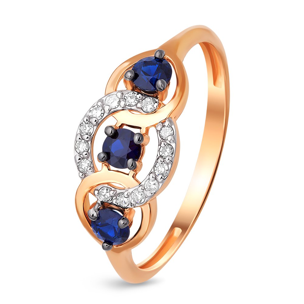 

Кольцо женское из красного золота с сапфиром, бриллиантом 585Gold 101011532, р, 101011532