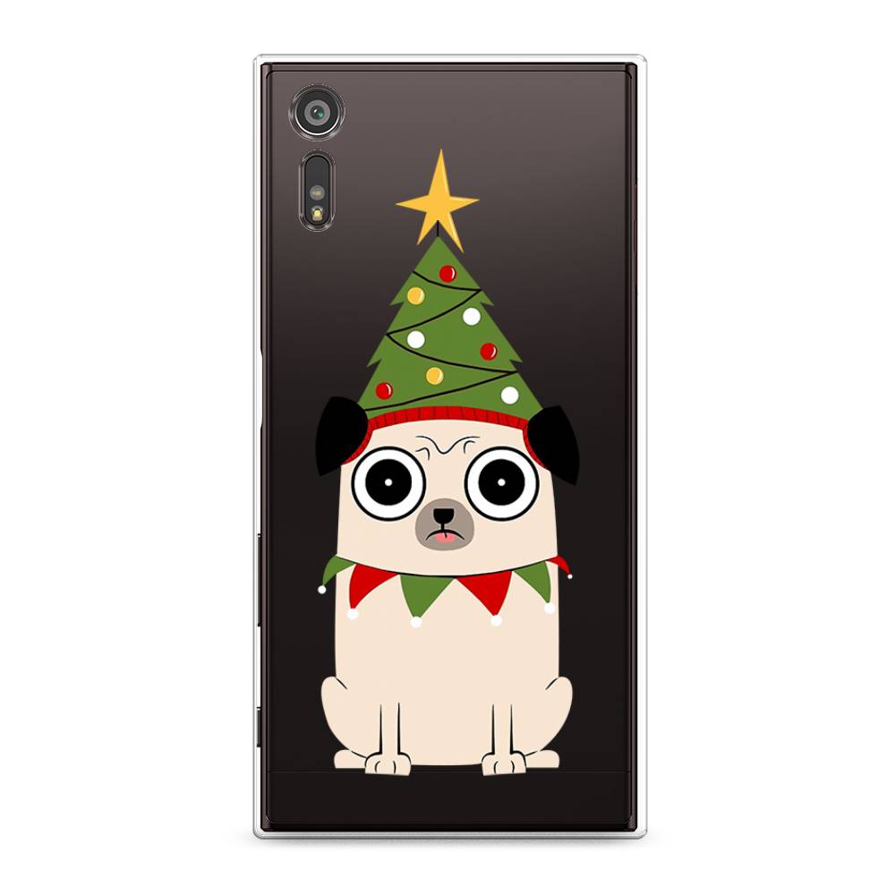 

Чехол на Sony Xperia XZ "Собачка с ёлочкой", Бежевый;красный;зеленый, 51450-1