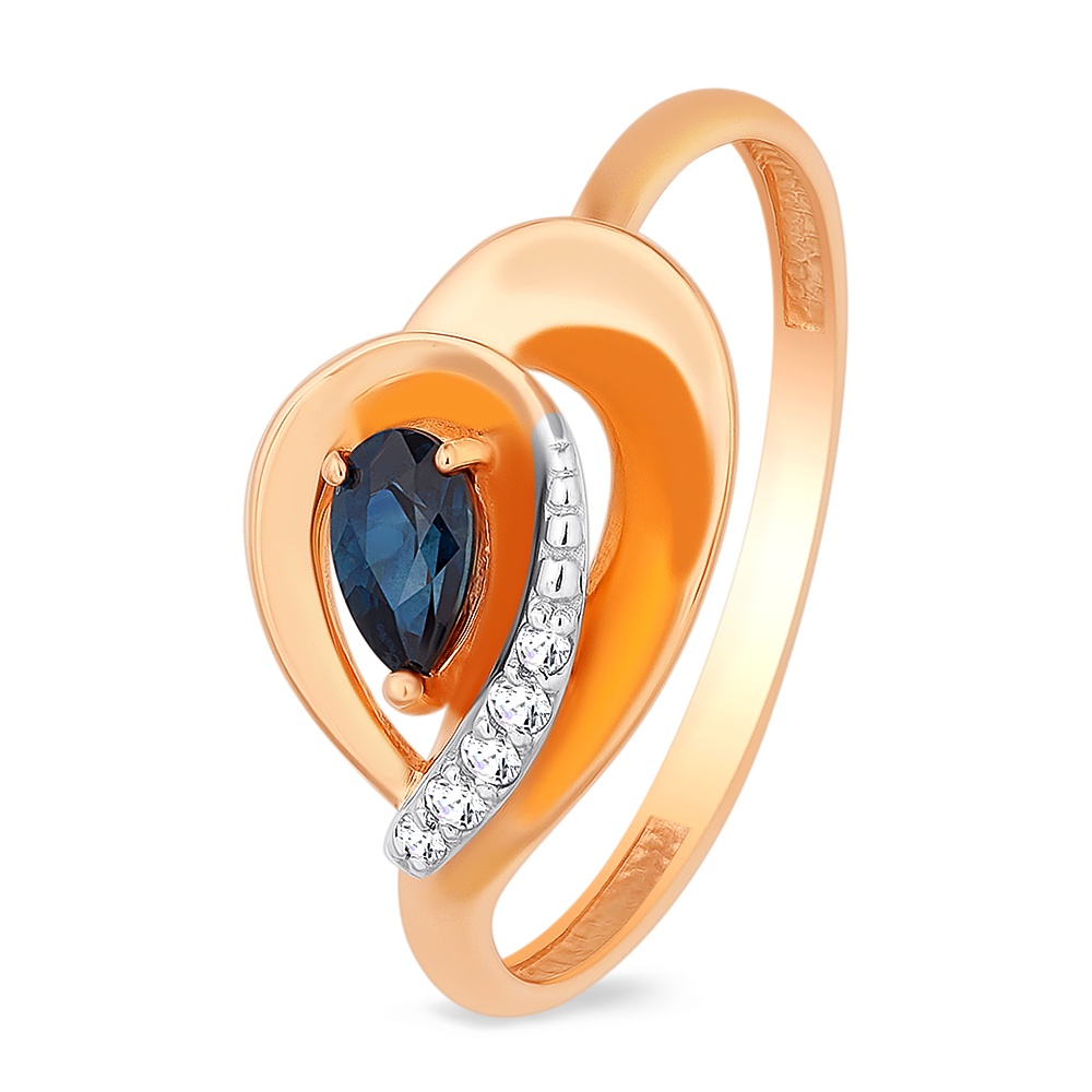 

Кольцо женское из красного золота с сапфиром, бриллиантом 585Gold 101011517, р. 16,5, 101011517