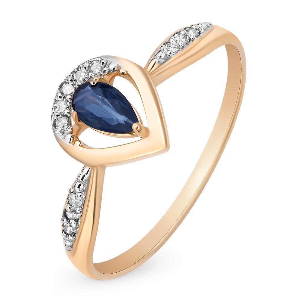 

Кольцо женское из красного золота с сапфиром, бриллиантом 585Gold 101011515, р. 18, 101011515