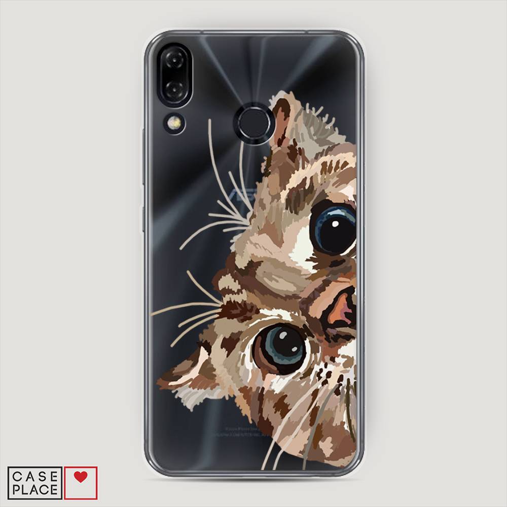 

Чехол на Asus Zenfone 5 ZE620KL "Любопытный кот", Коричневый;синий;черный, 43350-1