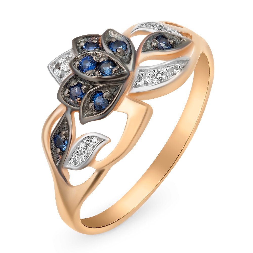 

Кольцо женское из красного золота с сапфиром, бриллиантом 585Gold 101011380, р, 101011380