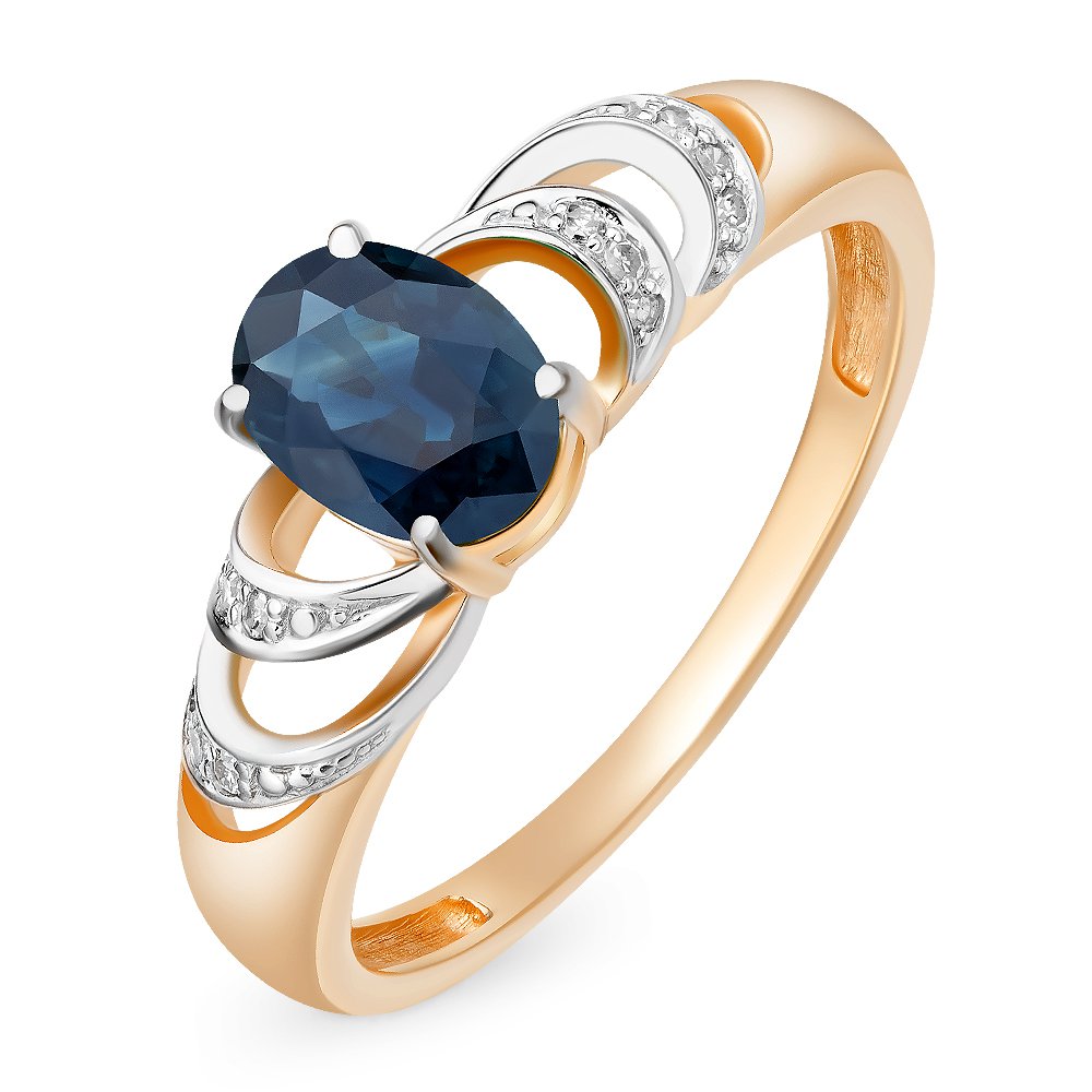 

Кольцо женское из красного золота с сапфиром, бриллиантом 585Gold 101011366, р. 18,5, 101011366