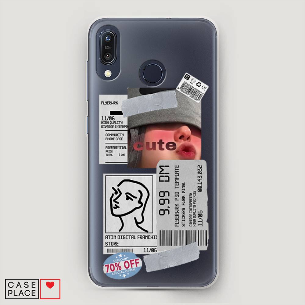 

Чехол на ASUS ZenFone Max M1 ZB555KL "Cute girl collage", Розовый;серый;голубой, 43250-6