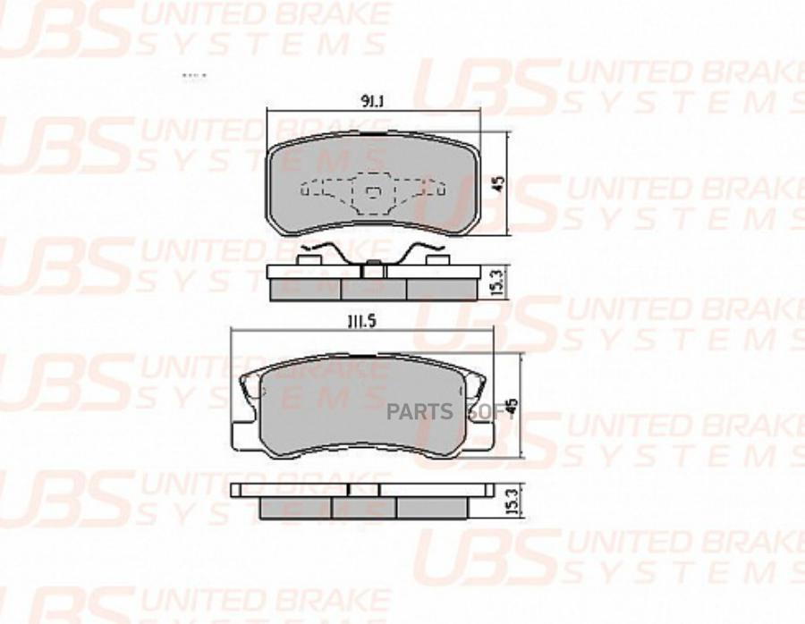 Колодки тормозные CITR. C4 AIRCROSS 12-/PEU. 4007/MITSUBISHI ASX 10-/OUTLANDE UBS B1107012