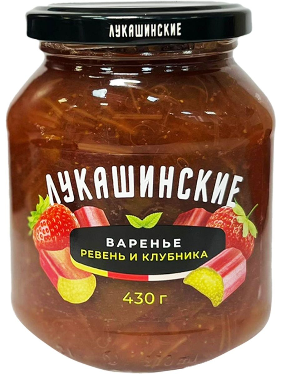 Варенье Лукашинские клубничное с ревенем 430 г