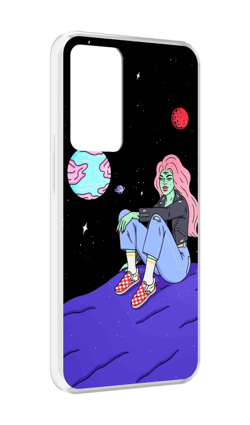 

Чехол MyPads девушка-на-луне-мультик для OPPO Reno 8 Lite, Прозрачный, Tocco