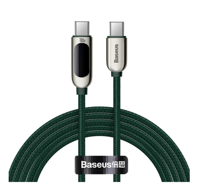 Дата-кабель Baseus Display Fast Charging Type-C - Type-C 100W, 2 м, Green (CATSK-C06)