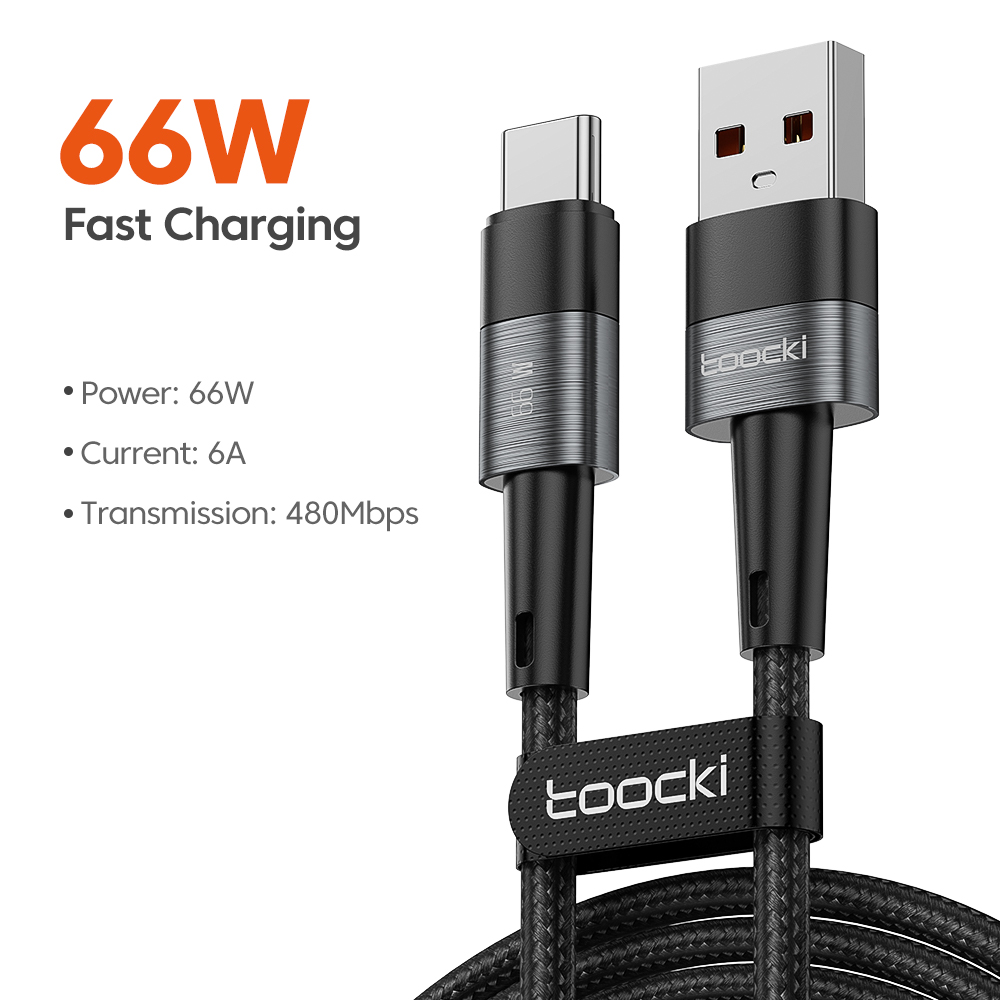 

Кабель Toocki TQ-X06 USB - Type-C, 6 А, 1 м, серый (XCT-YSA0G), TQ-X06