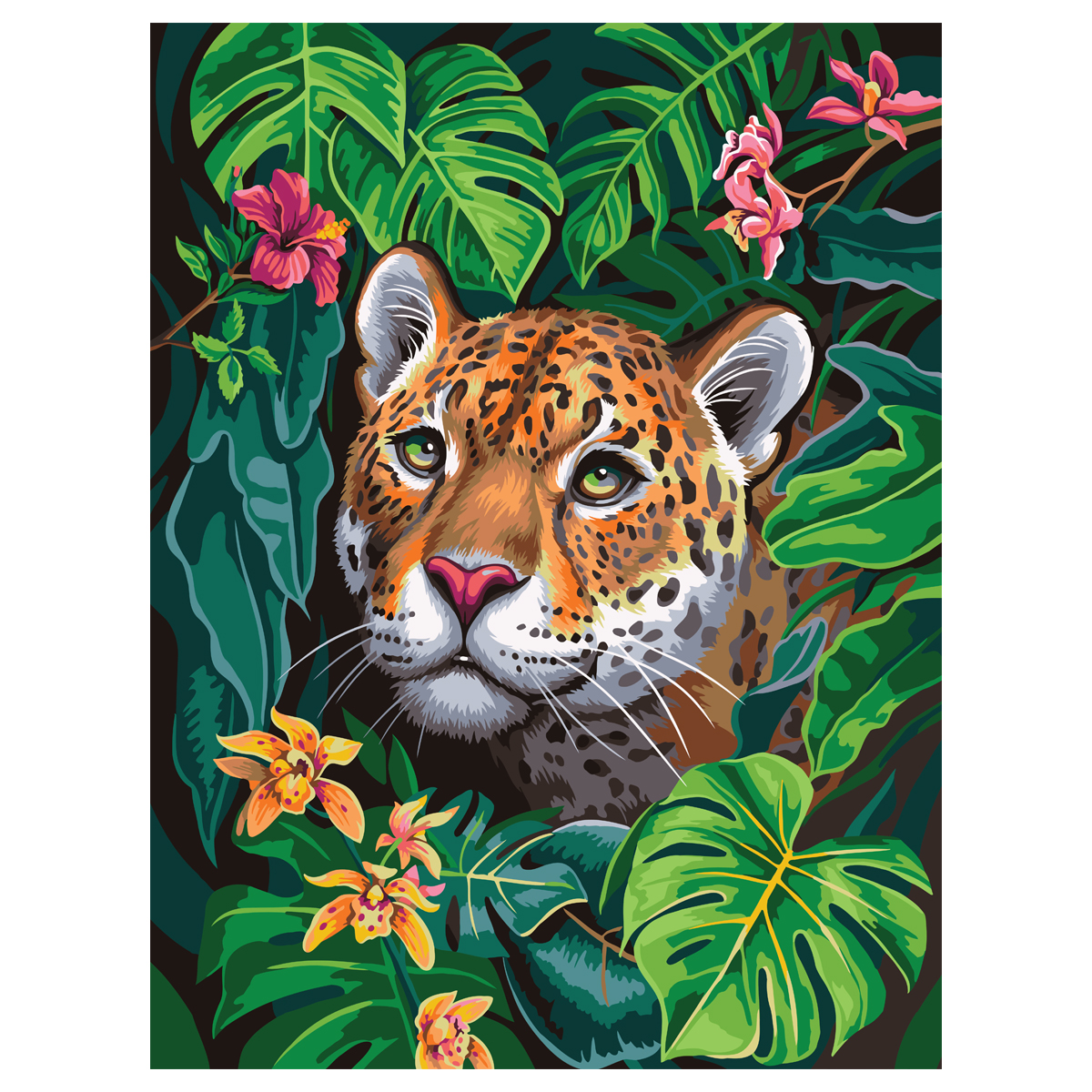 Картина по номерам на холсте ТРИ СОВЫ Взгляд из джунглей 40*50 с акриловыми красками