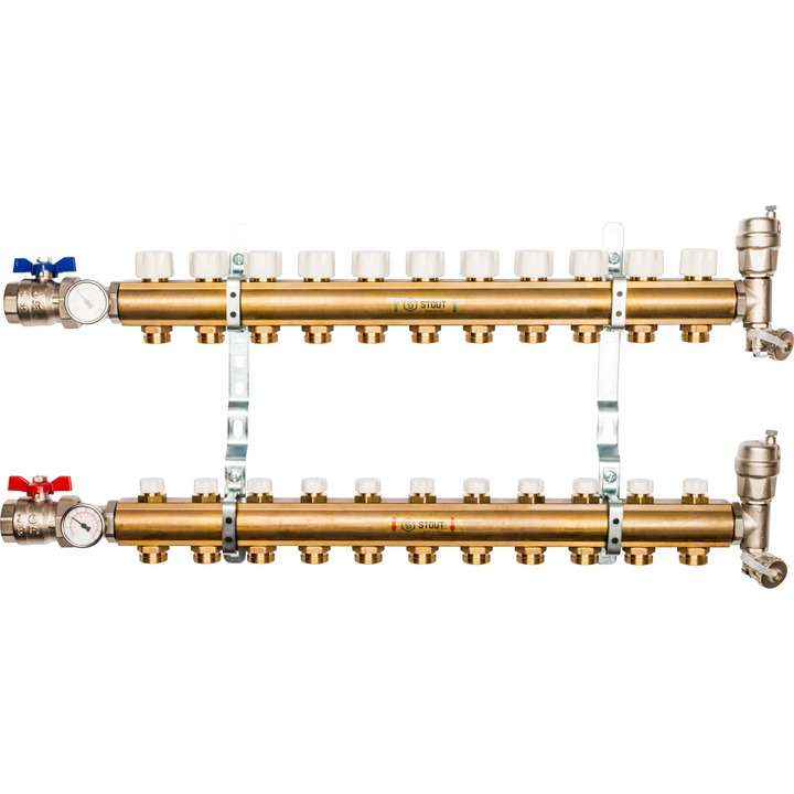 фото Распределительный коллектор stout smb без расход-в с рег-щими 11 контуров 1"x3/4"
