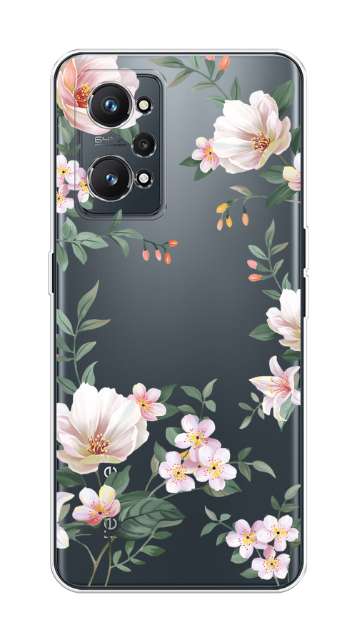 

Чехол на Realme GT Neo 2 "Beautiful white flowers", Бежевый;зеленый, 257750-1