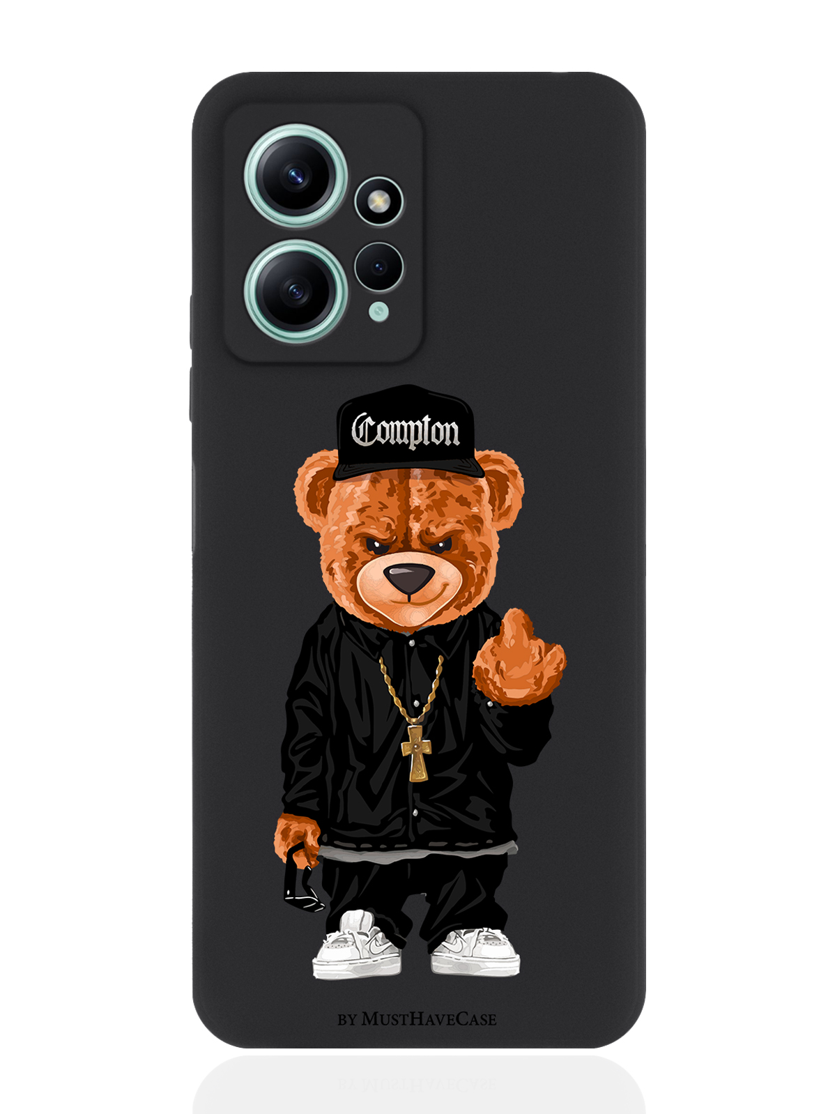 

Чехол для Xiaomi Redmi Note 12 4G Мишка Compton черный, Коричневый;черный;белый