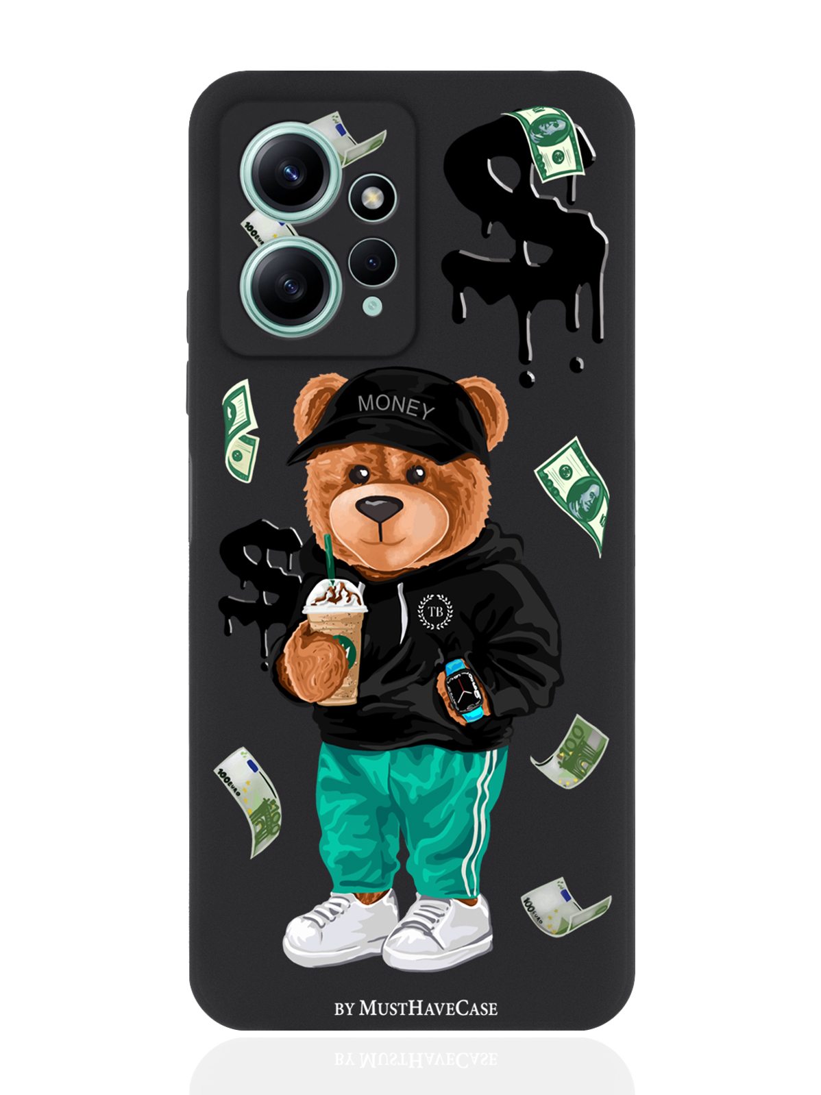 

Чехол для Xiaomi Redmi Note 12 4G Tony Bear/ Мишка Тони черный, Черный;зеленый;коричневый