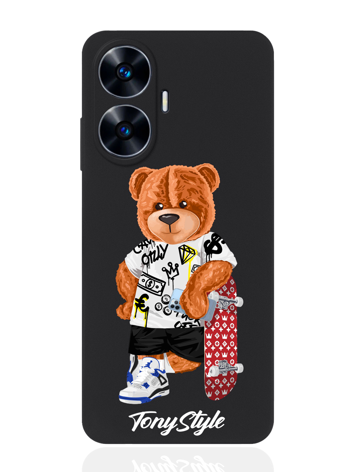 

Чехол для Realme C55 Tony Style со скейтом черный, Коричневый;черный;красный