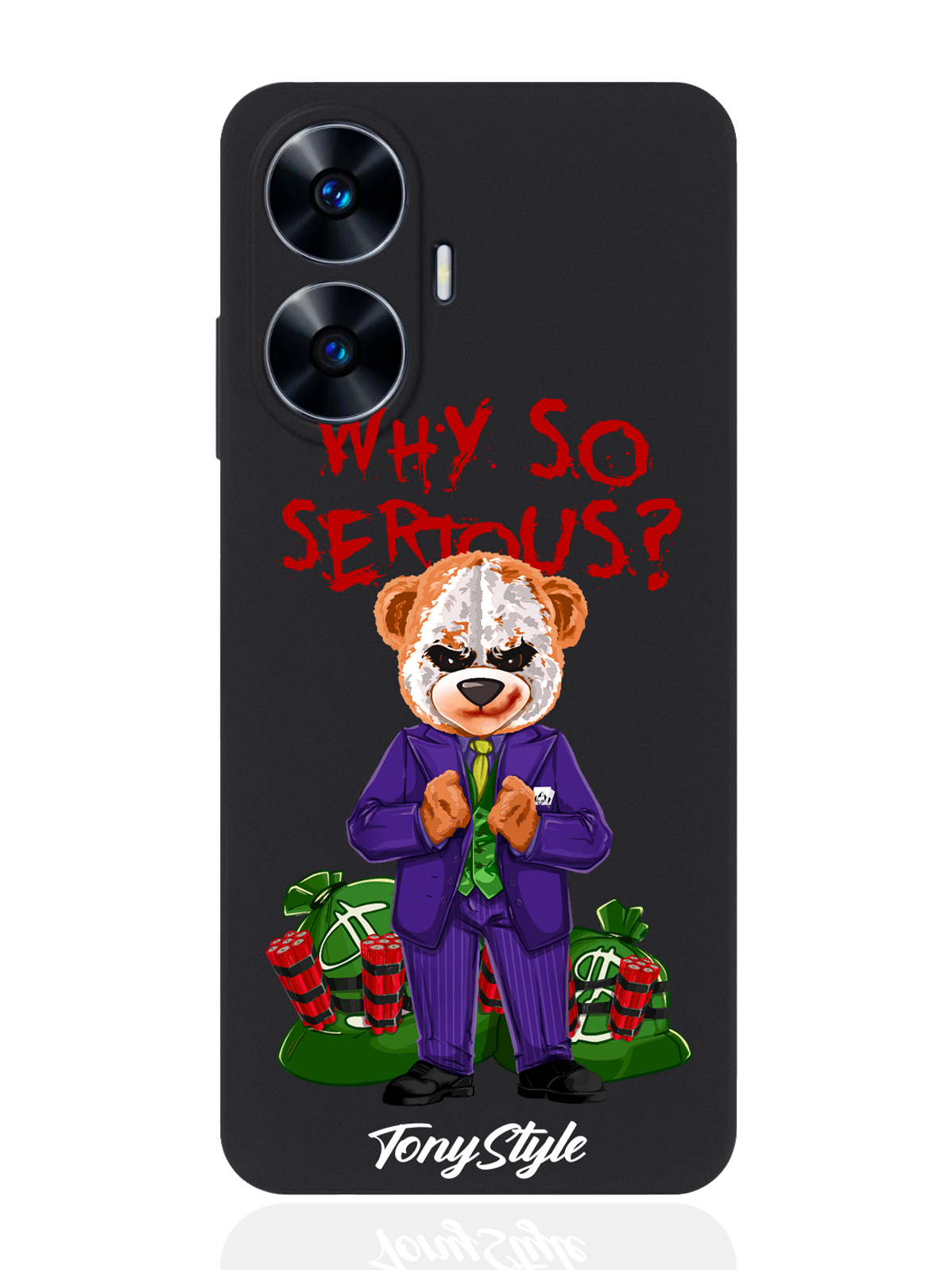 

Чехол для Realme C55 Tony Style Why so serious черный, Разноцветный