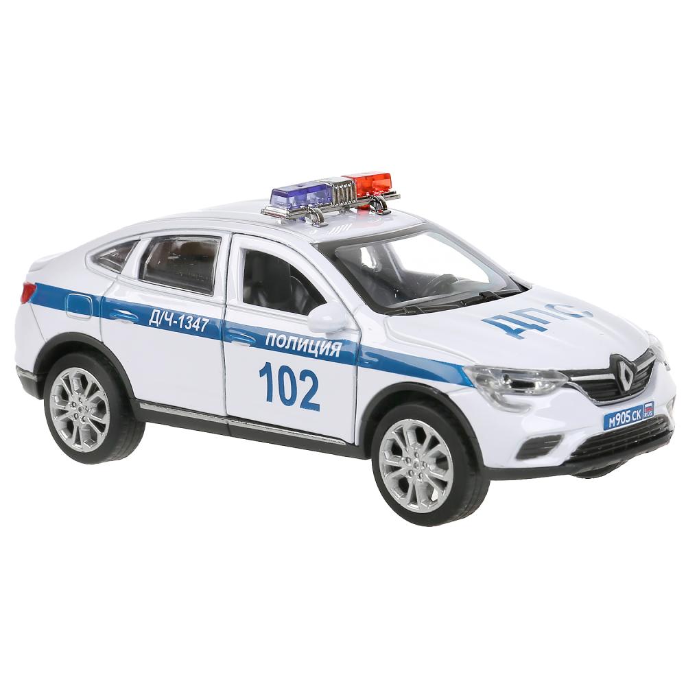 Модель машины Технопарк Renault Arkana, Полиция, белая, инерционная, свет, звук авточехлы для renault megane ii 40 60 extreme 2003 2010 экокожа набор
