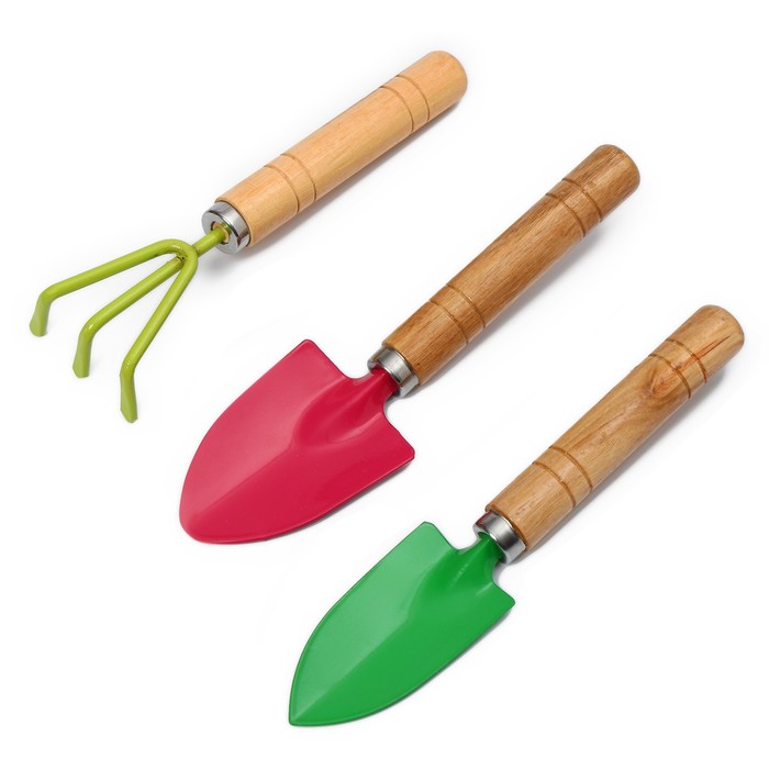 Greengo Набор садового инструмента, 3 предмета: рыхлитель, совок, грабли, длина 20 см