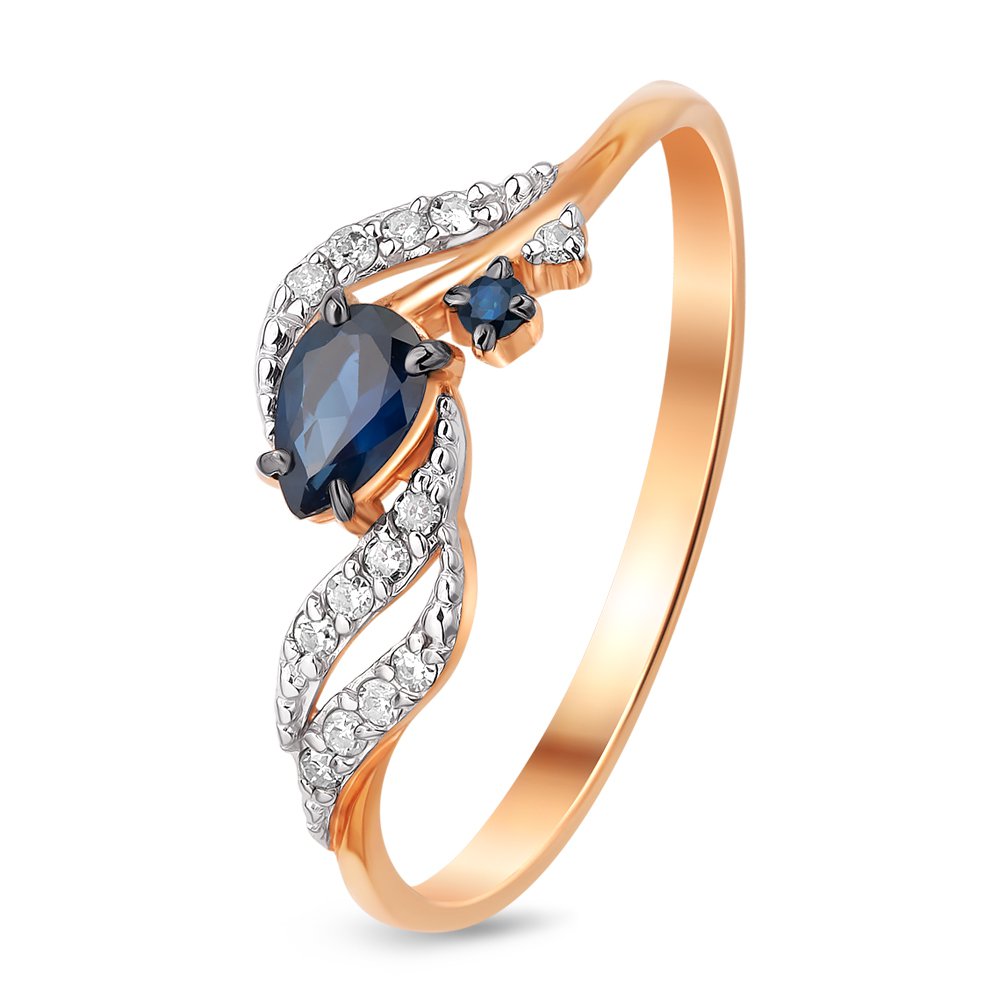 

Кольцо женское из красного золота с сапфиром, бриллиантом 585Gold 101011079, р. 17, 101011079