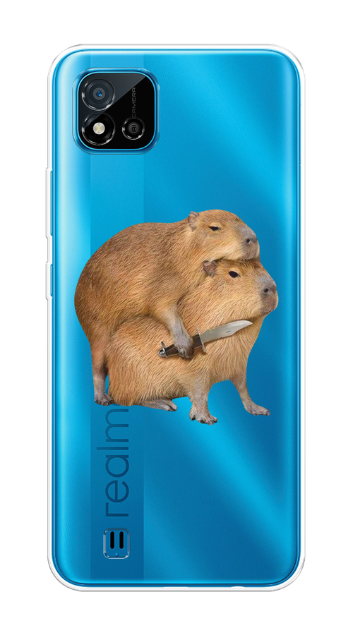 

Чехол на Oppo Realme C11 (2021) "Капибара с ножом", Бежевый, 257550-1