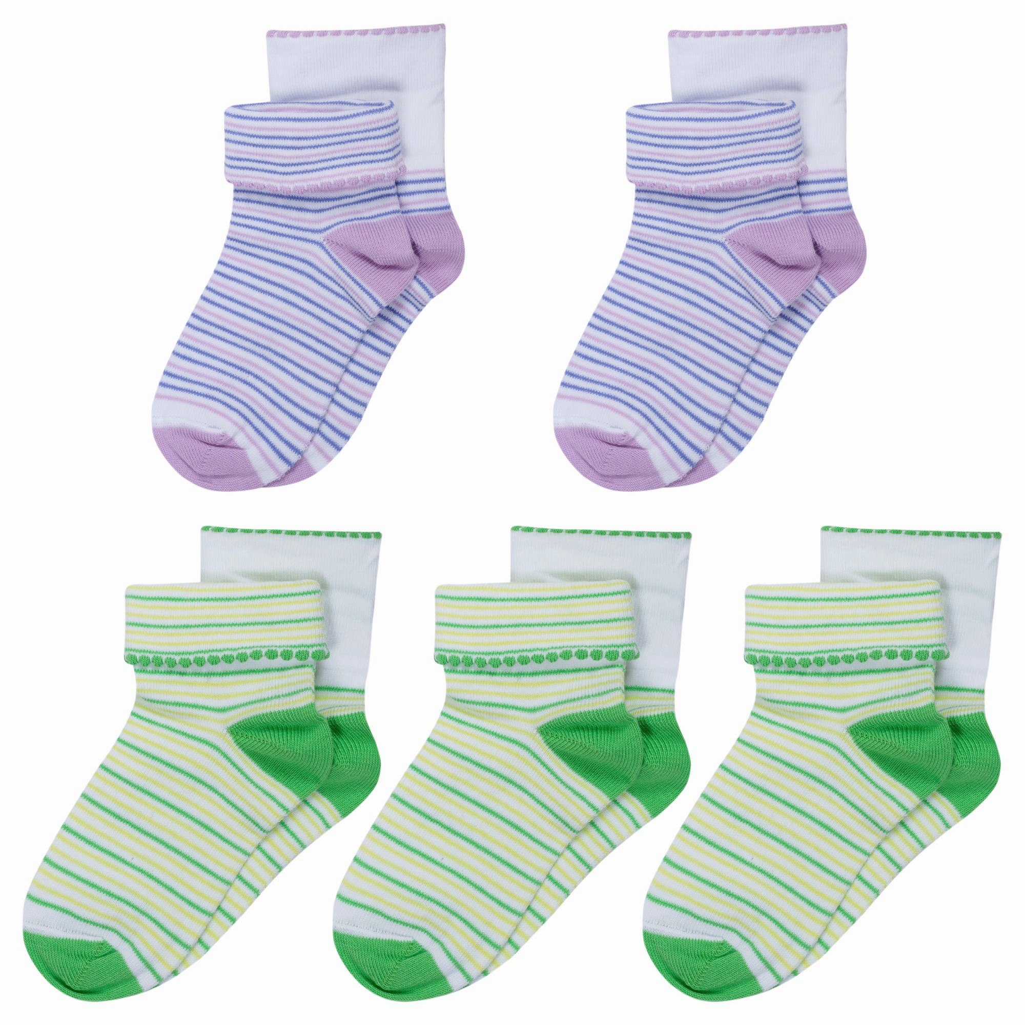 Носки для девочек LorenzLine 5-Л4 цв. фиолетовый; зеленый; желтый; белый р. 20-22