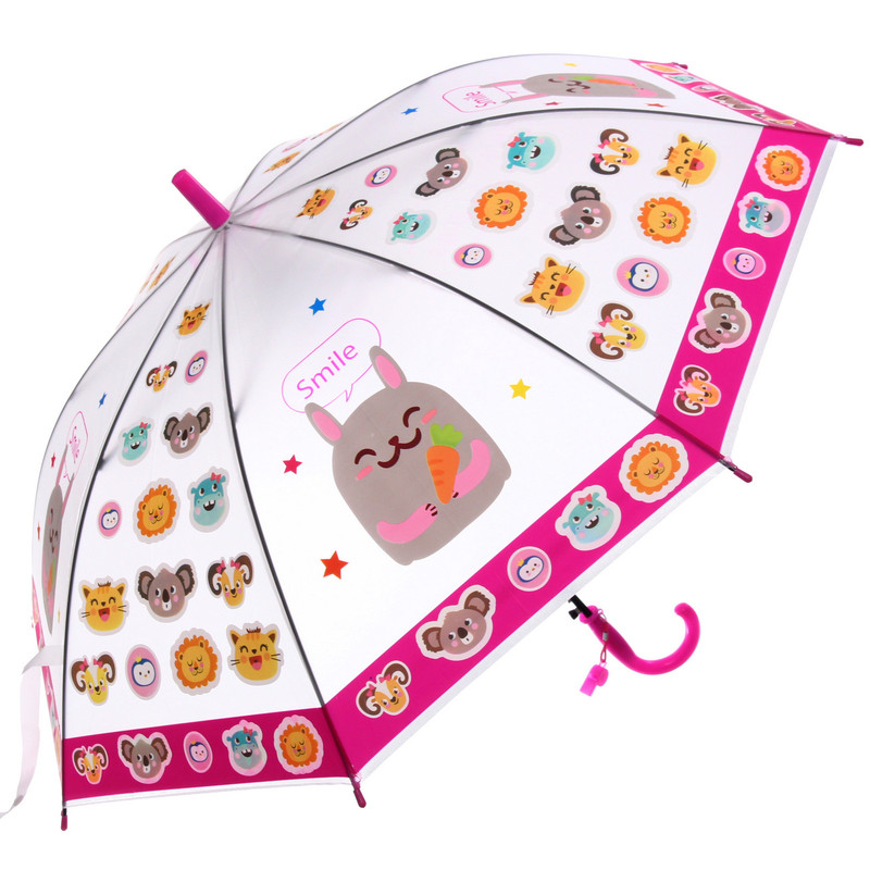 Зонт детский Ultramarine Happy 371-0365 фуксия полуавтомат Д-86см