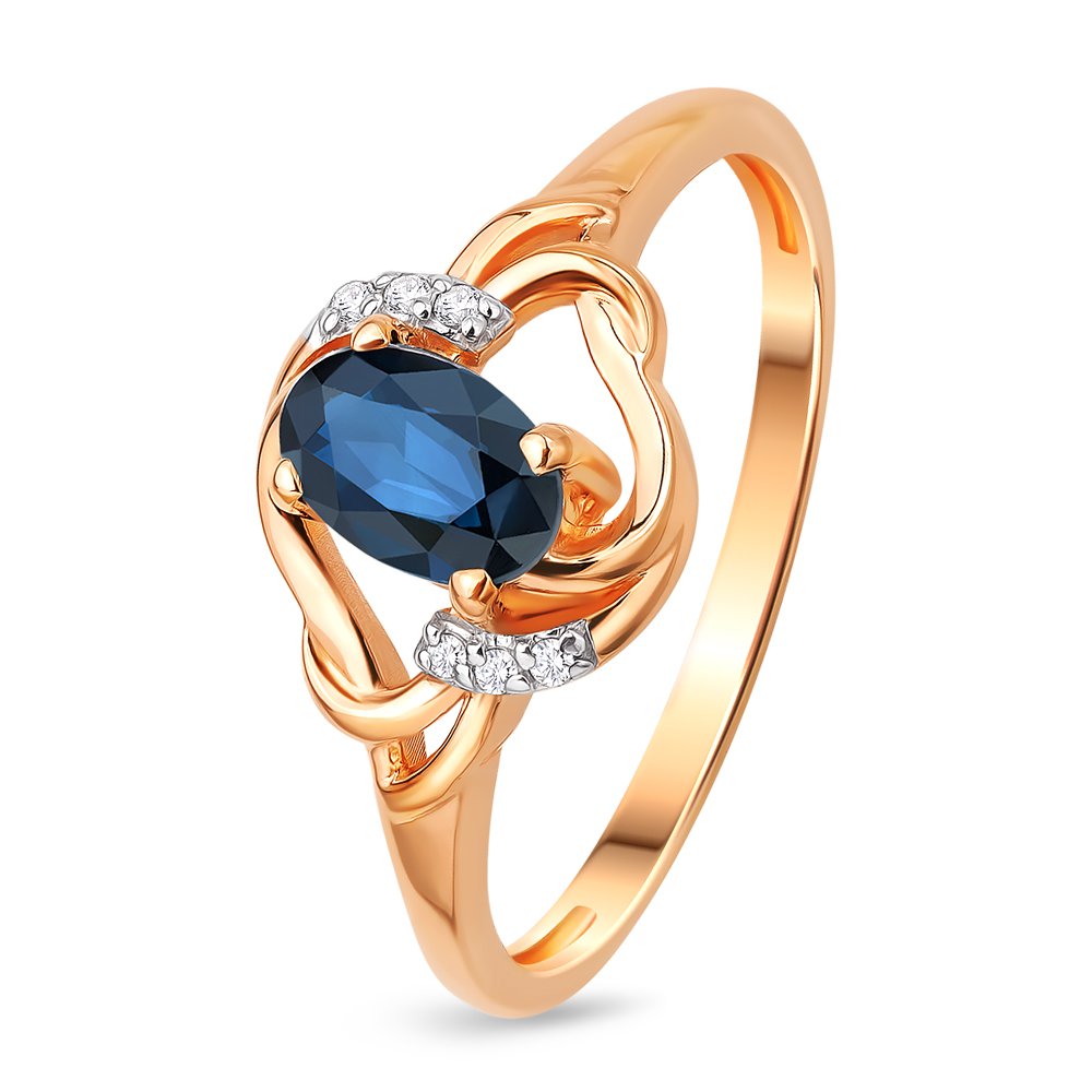 

Кольцо женское из красного золота с сапфиром, бриллиантом 585Gold 101010980, р. 17, 101010980