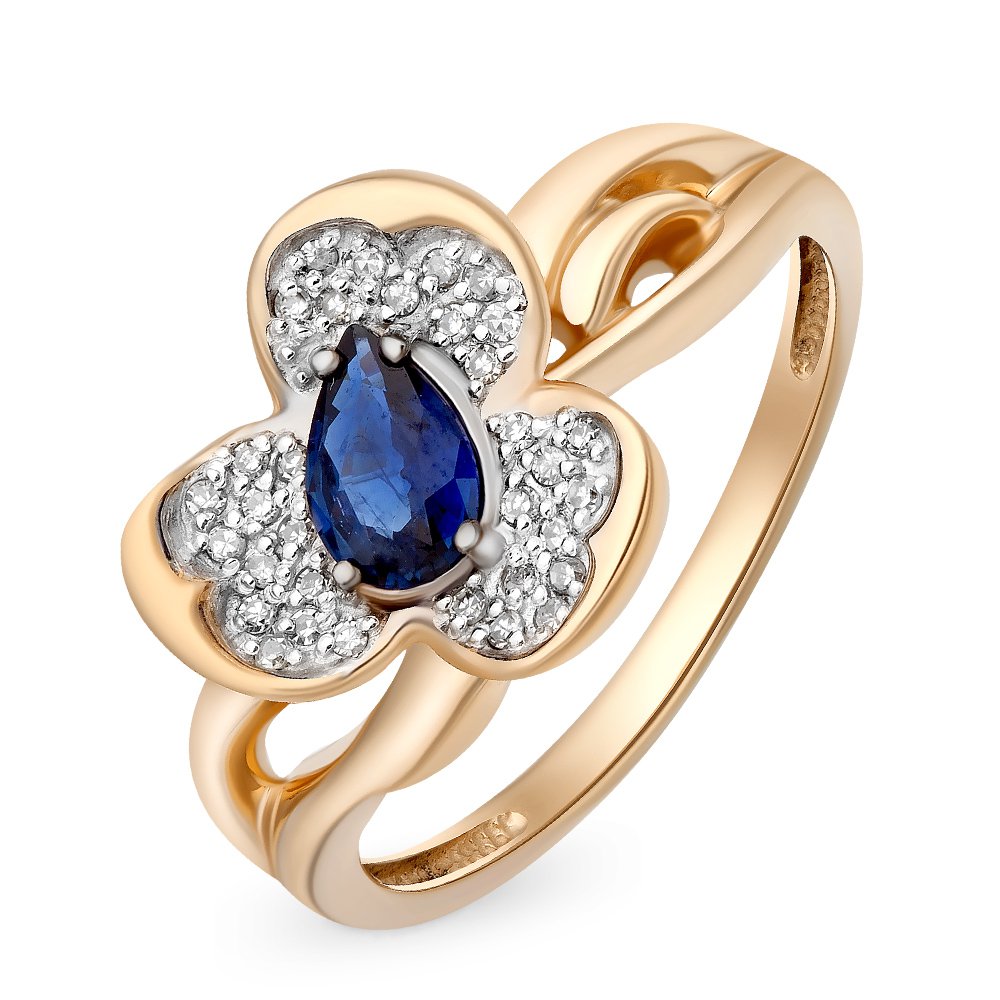 

Кольцо женское из красного золота с сапфиром, бриллиантом 585Gold 101013954, р, 101013954