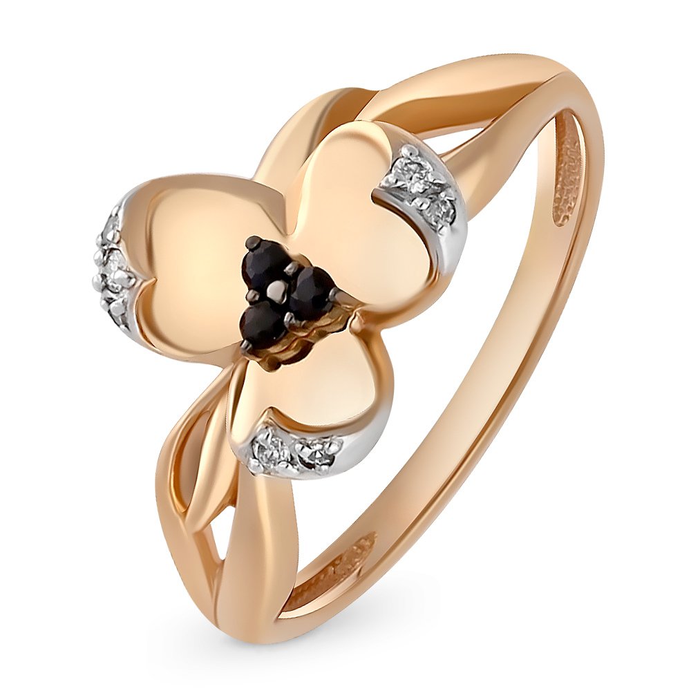

Кольцо женское из красного золота с сапфиром, бриллиантом 585Gold 101011019, р, 101011019