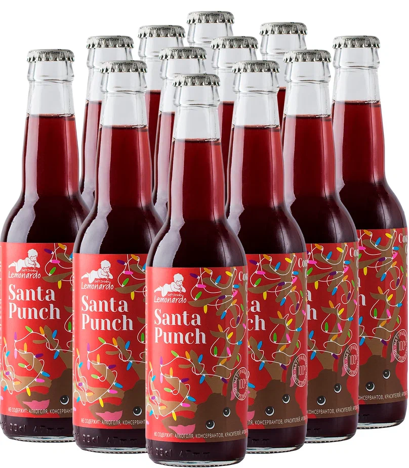 

Лимонад Lemonardo Santa Punch из клюквы и винограда без сахара, 330 мл * 12 шт, Santa Punch