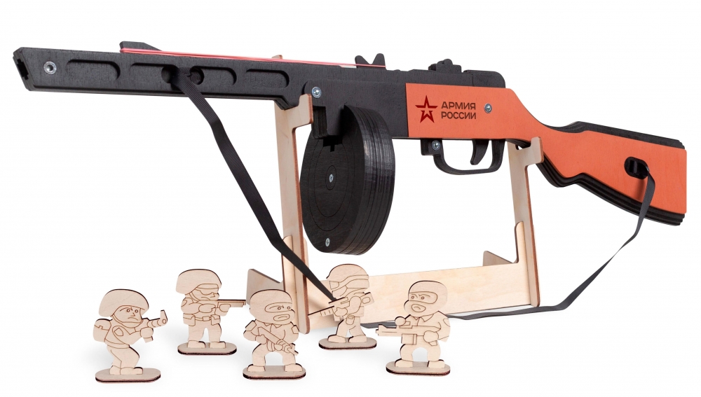 Резинкострел игрушечный из дерева Армия России ППШ (окрашенный) AR-P010 деревянная игрушка армия россии конструктор вездеход амфибия