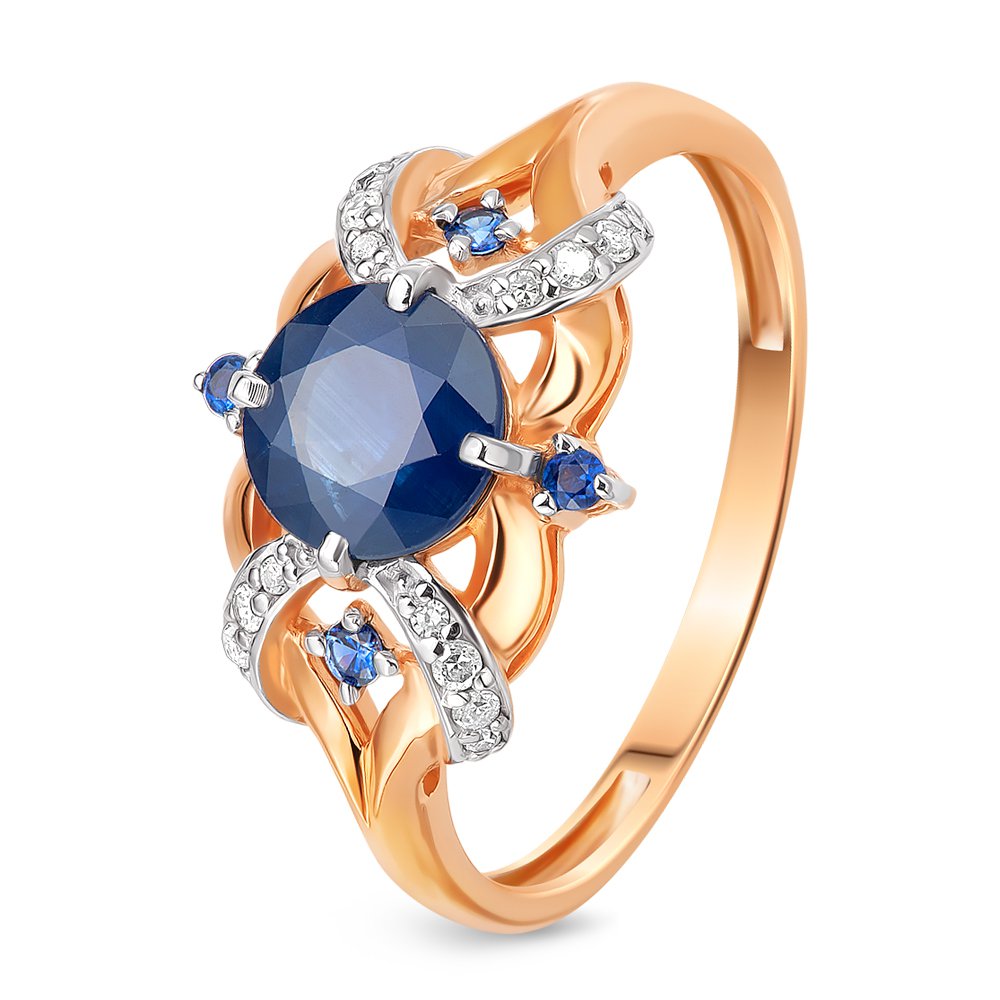 

Кольцо женское из красного золота с сапфиром, бриллиантом 585Gold 101011761, р, 101011761
