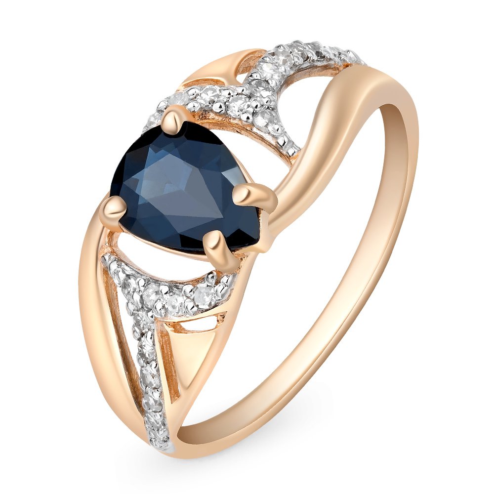 

Кольцо женское из красного золота с сапфиром, бриллиантом 585Gold 101010861, р, 101010861