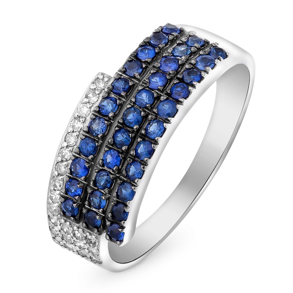 

Кольцо женское из белого золота с сапфиром, бриллиантом 585Gold 101010596, р. 20, 101010596