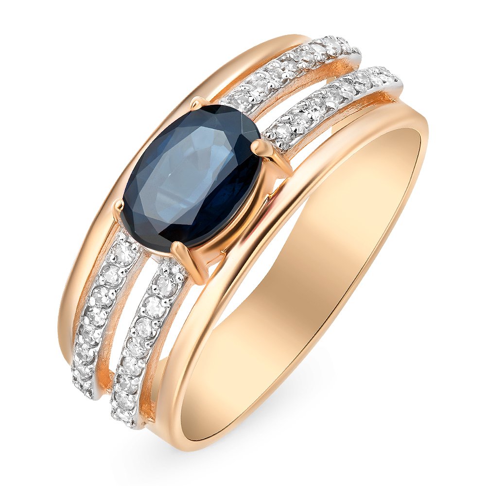 

Кольцо женское из красного золота с сапфиром, бриллиантом 585Gold 101010468, р, 101010468