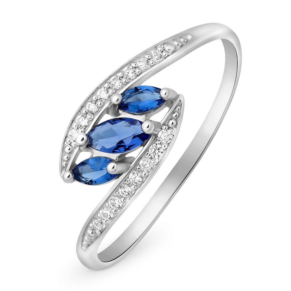 

Кольцо женское из белого золота с сапфиром, бриллиантом 585Gold 101010809, р. 19, 101010809