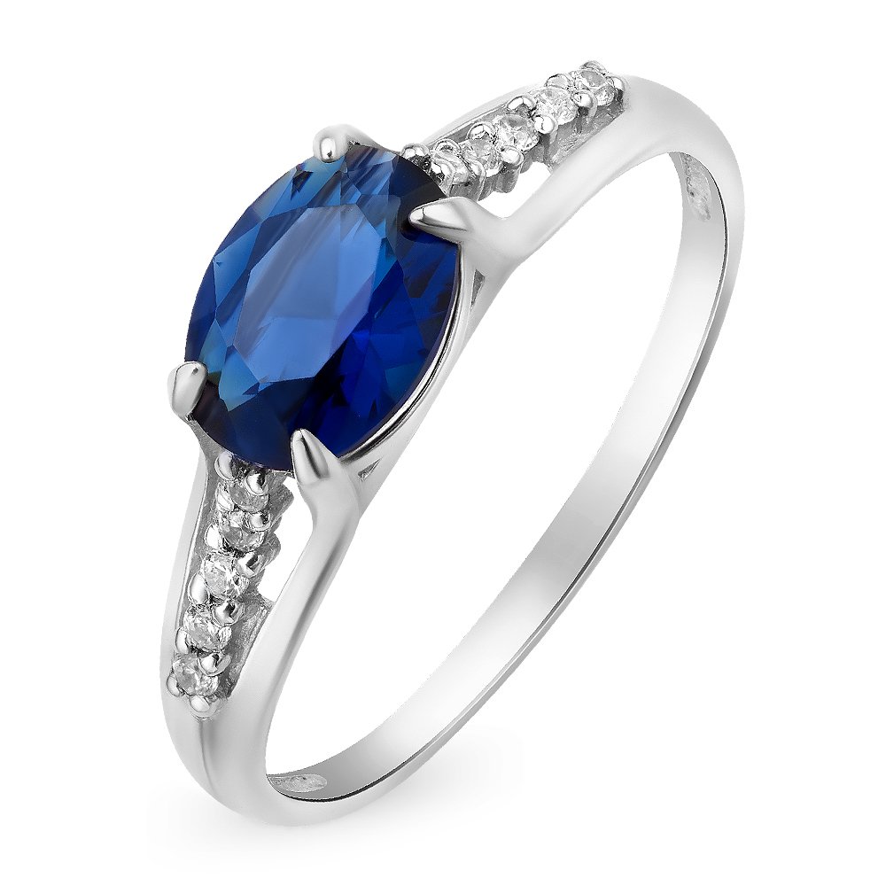 

Кольцо женское из белого золота с сапфиром, бриллиантом 585Gold 101010774, р, 101010774