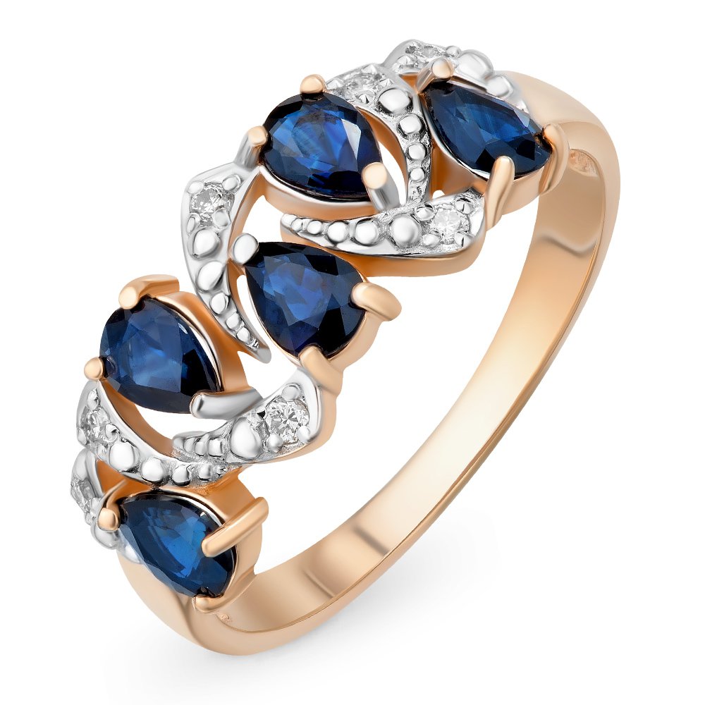 

Кольцо женское из красного золота с сапфиром, бриллиантом 585Gold 101010637, р. 18,5, 101010637
