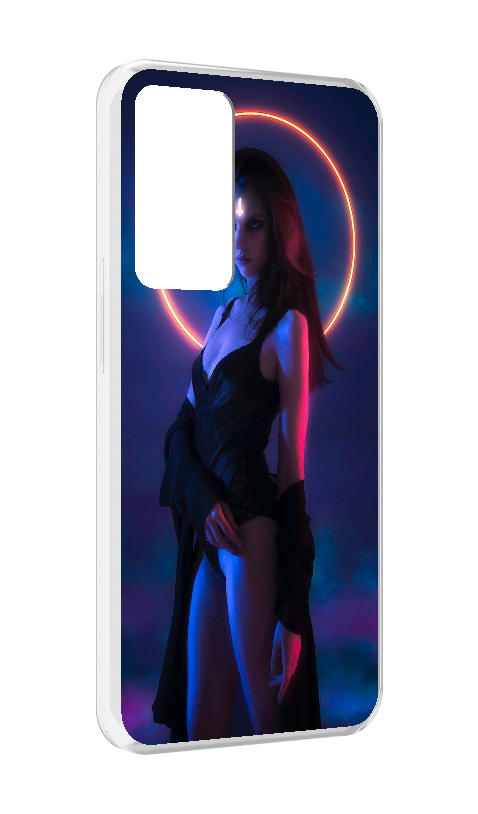 

Чехол MyPads девушка с неоновым кругом женский для OPPO Reno 8 Lite, Прозрачный, Tocco