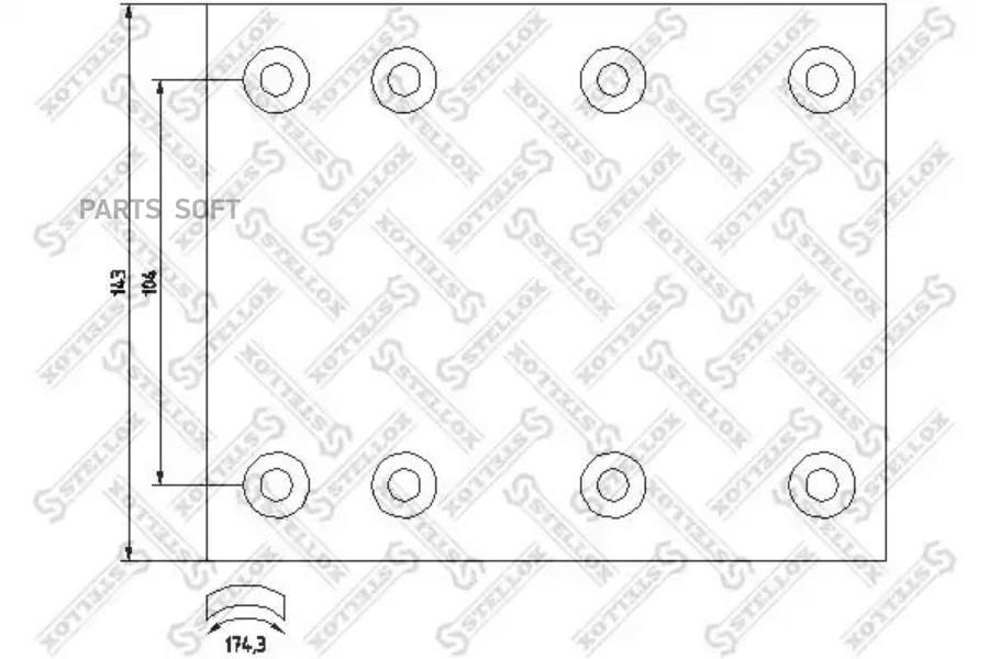 

STELLOX 8500912SX 85-00912-SX_накладки торм. с ЗАКЛЕПКАМИ STD !17017 16.3-11.7 (360x140) (