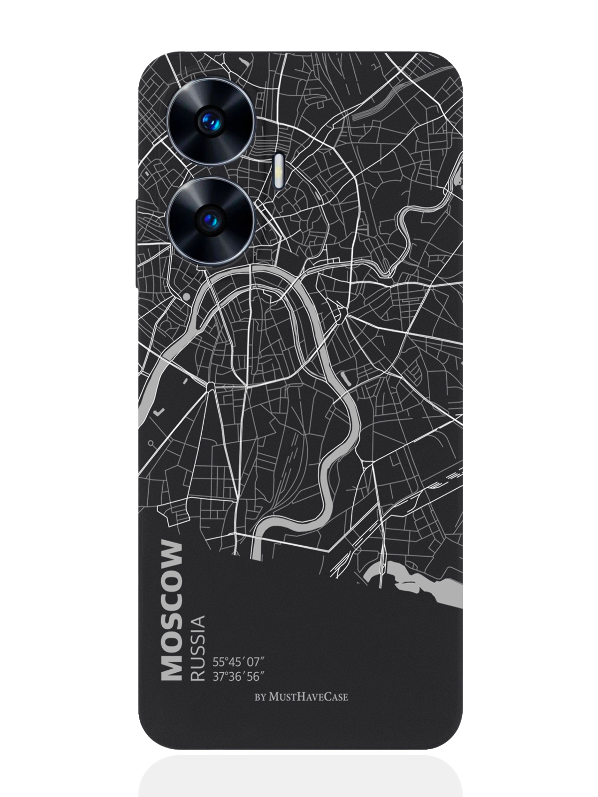 

Чехол для Realme C55 Карта Москвы черный, Серый;черный