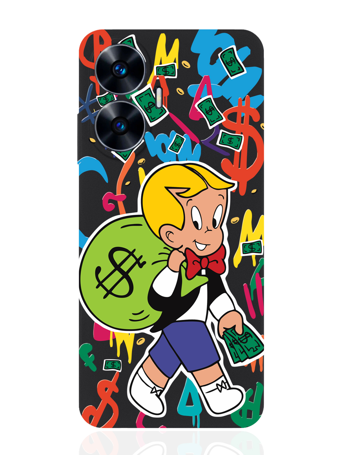 

Чехол для Realme C55 Monopoly Richie Rich/ Монополи Богатенький Риччи черный, Разноцветный